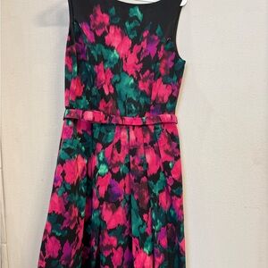 Eliza J Fit & Flare Black Watercolor Dress Size 8